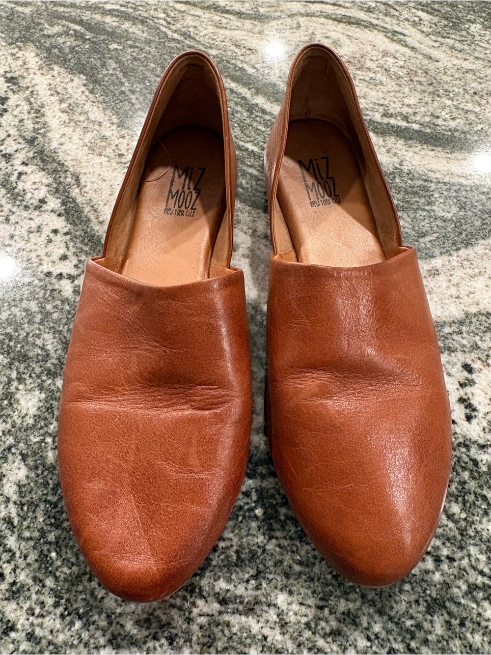 Miz Mooz Cognac Leather Slip-On Loafers